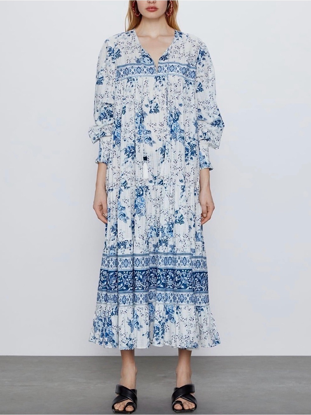 Zara Boho Floral Long Printed Maxi Dress Bloggers Favorite